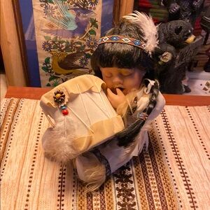Native American-Inspired Doll with Drum